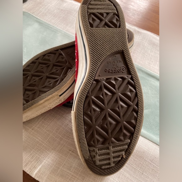 Red with White Polka Dot Stars Converse Size 8 - Picture 4 of 5